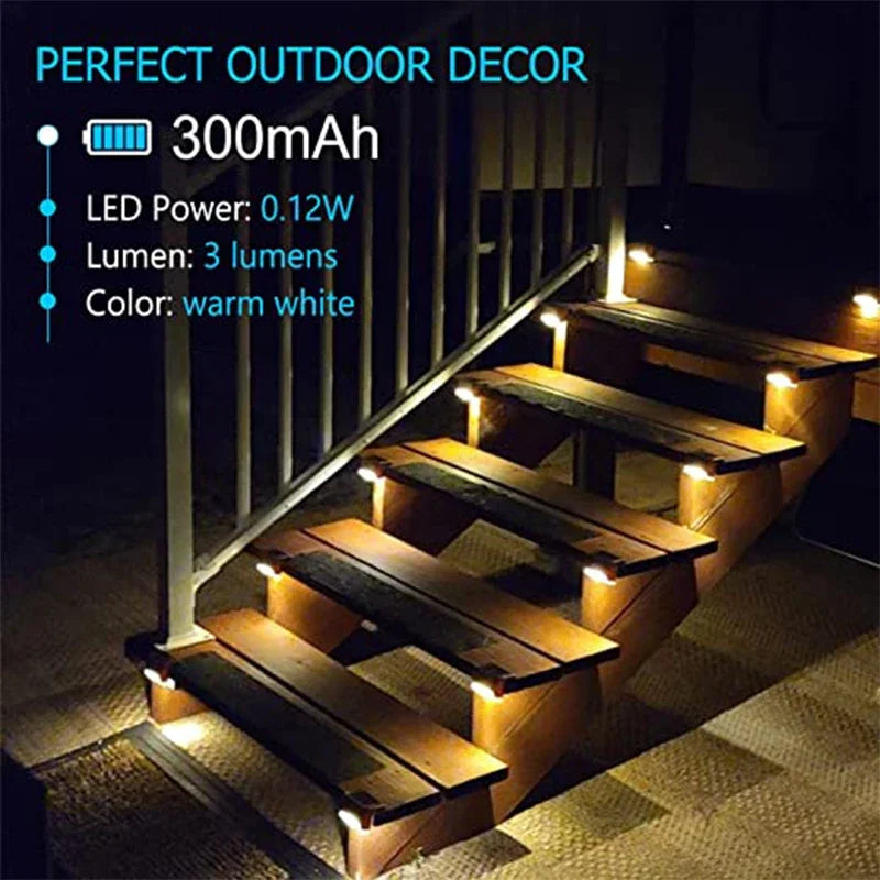 Lámpara de paso Solar LED blanca cálida, luces de jardín para exteriores, decoración de luz impermeable para balcón, Patio, escalera, valla