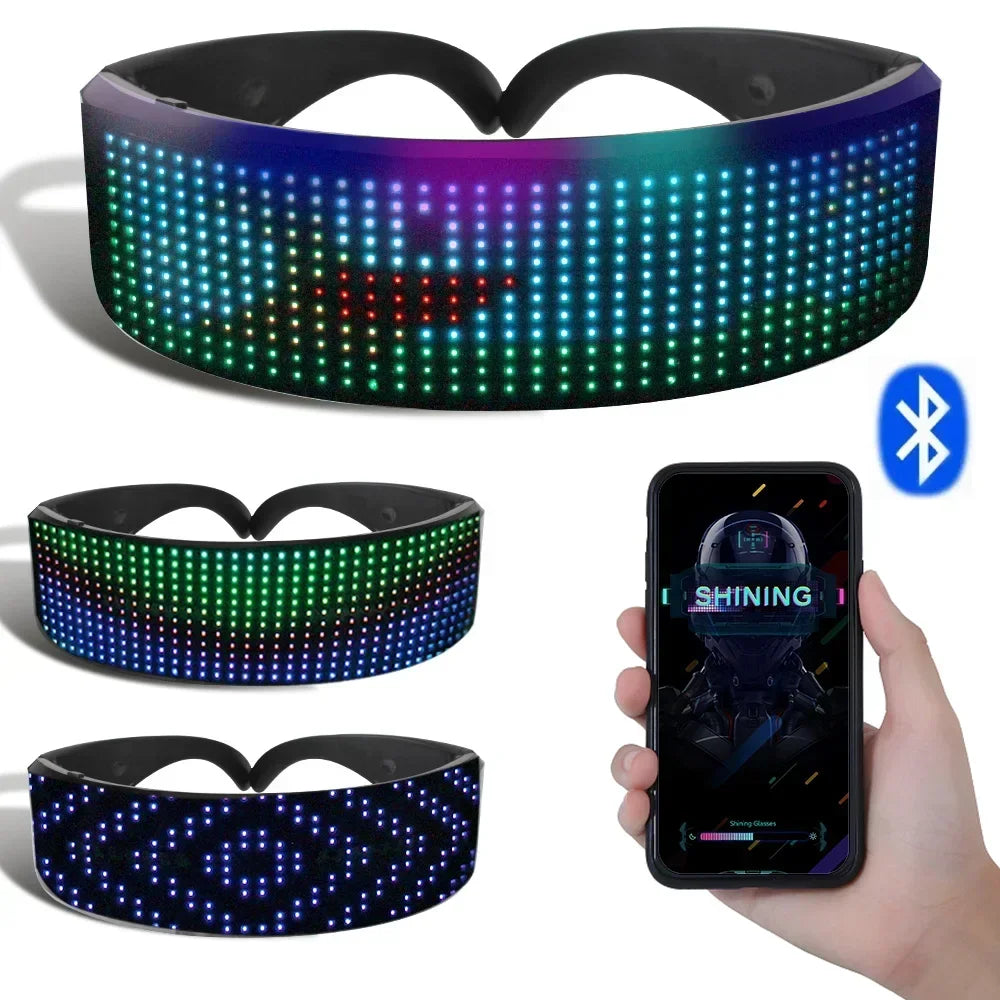 Gafas futuristas electrónicas brillantes DIY que brillan en la oscuridad, gafas luminosas LED con Bluetooth, accesorios para fiestas, Bar, actuaciones de festivales