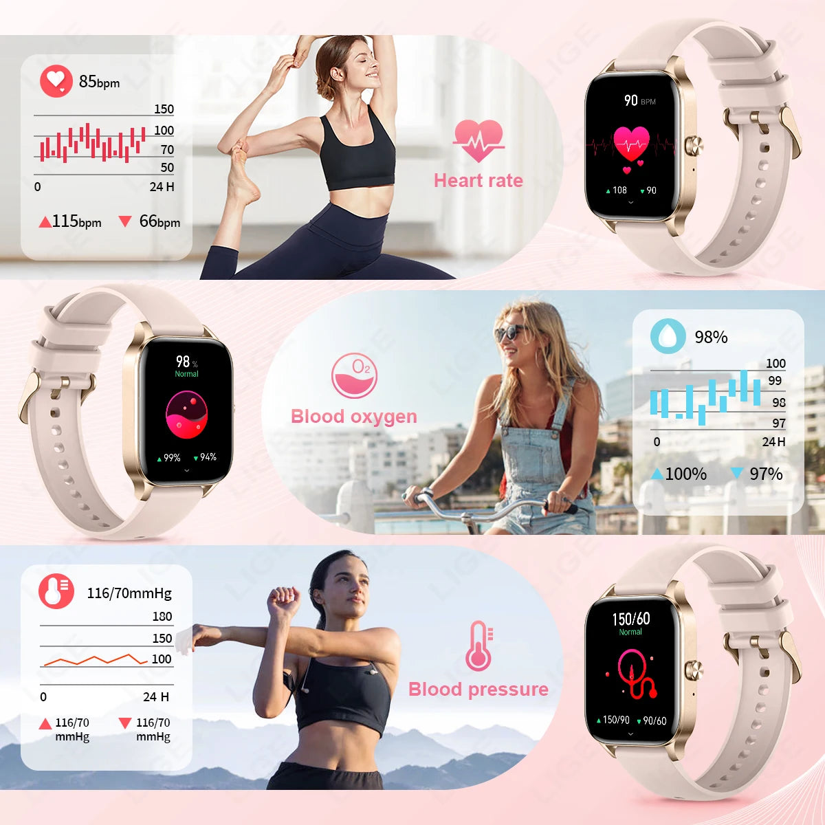 LIGE Reloj Inteligente Mujer HD 1.85 Bluetooth