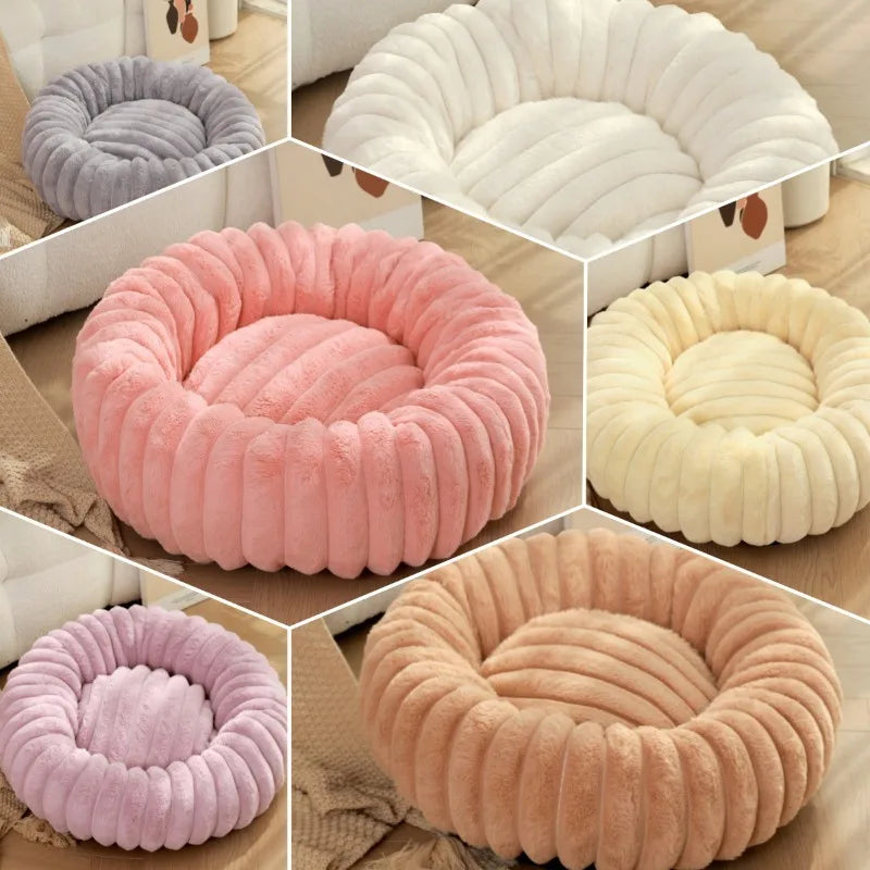 Cama Donut para Gatos y Perros Pequeños con Felpa Suave