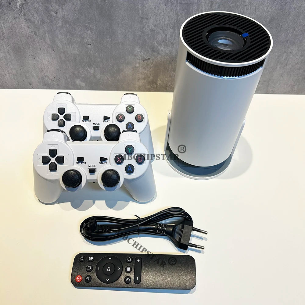 Proyector de juegos H90PRO 4K, 19000 + juegos de vídeo Retro 3D, controlador de juegos inalámbrico para PS1/SEGA, sistema Dual de cine en casa portátil
