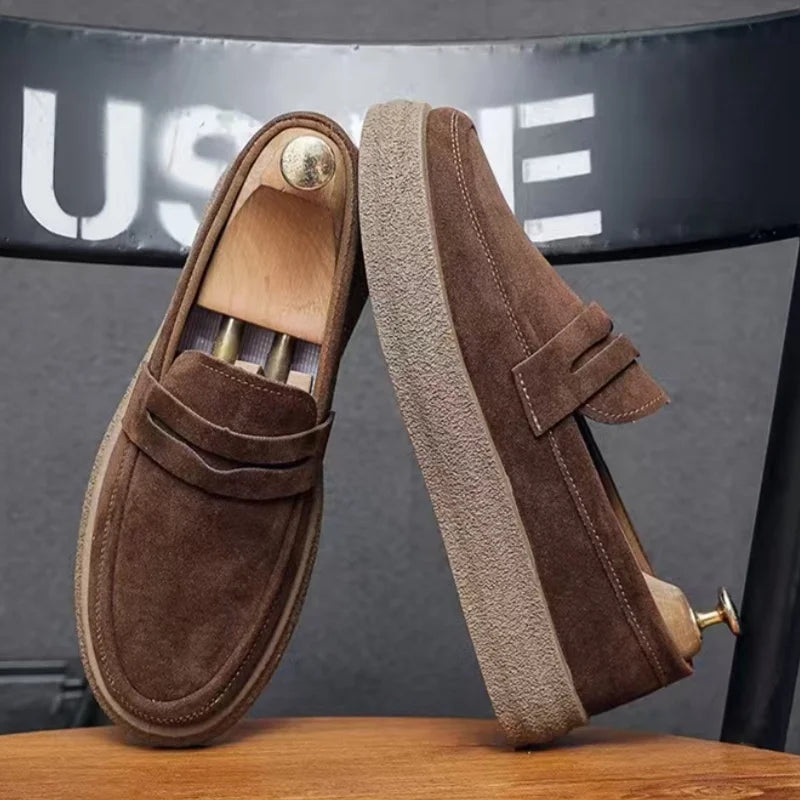 Mocasines con plataforma a la moda para hombre, zapatos informales cómodos para hombre, zapatillas ligeras sin cordones para caminar, zapatos planos transpirables para conducir