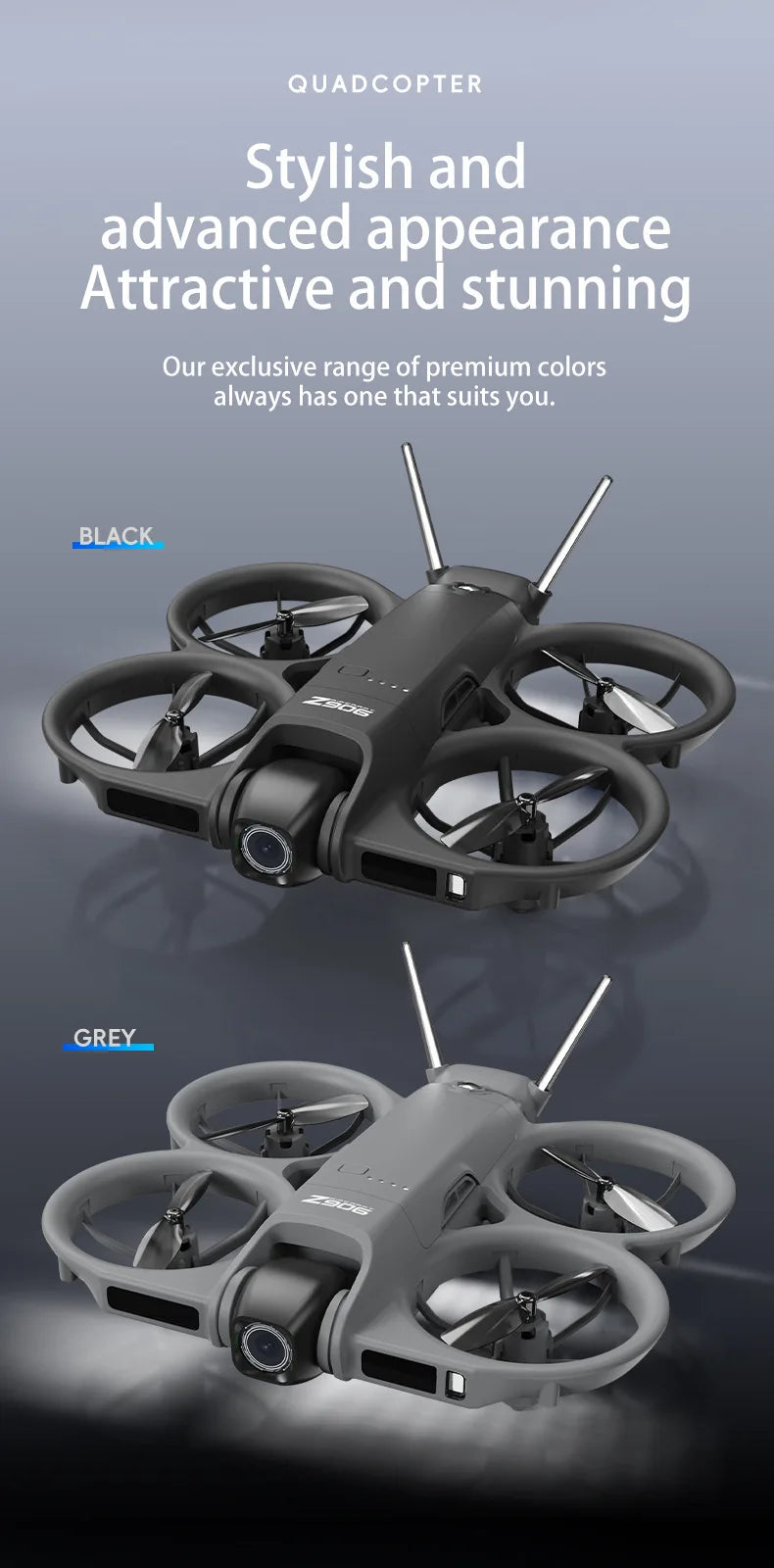 Mini Dron Z906 con Cámara HD WiFi FPV, Cuadricóptero RC, Fotografía Aérea