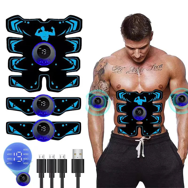 Estimulador Muscular EMS Recargable USB 3 en 1 para Abdomen y Brazos