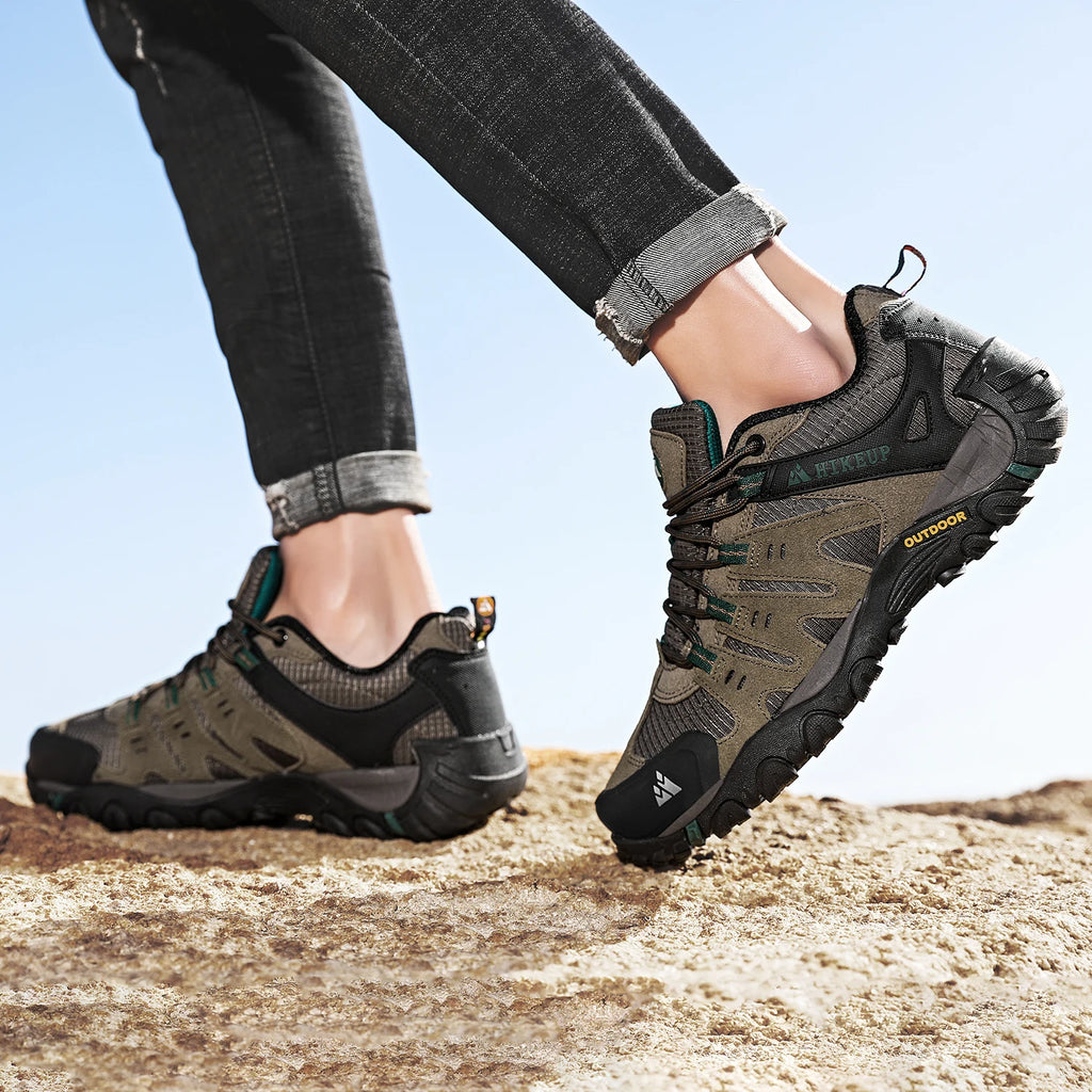 Zapatos de senderismo HIKEUP para hombre, zapatos de exterior de piel de ante, zapatillas tácticas resistentes al desgaste para senderismo, caminar y cazar