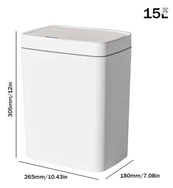 Bote de basura inteligente con sensor automático sin contacto de 15 litros