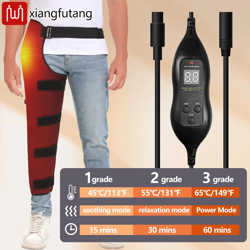Almohadilla térmica larga para piernas y cadera con masajeador vibratorio, calentador de piernas, envoltura eléctrica para piernas, para aliviar el dolor de cadera, muslo, rodilla y pantorrilla