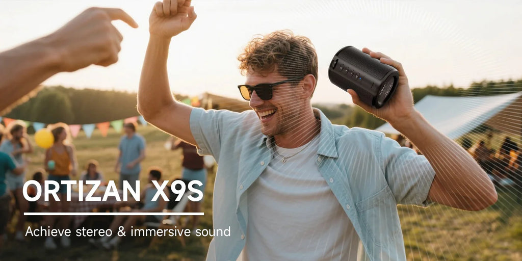 Altavoz Bluetooth inalámbrico Ortizan X9S, resistente al agua IPX7, luces RGB