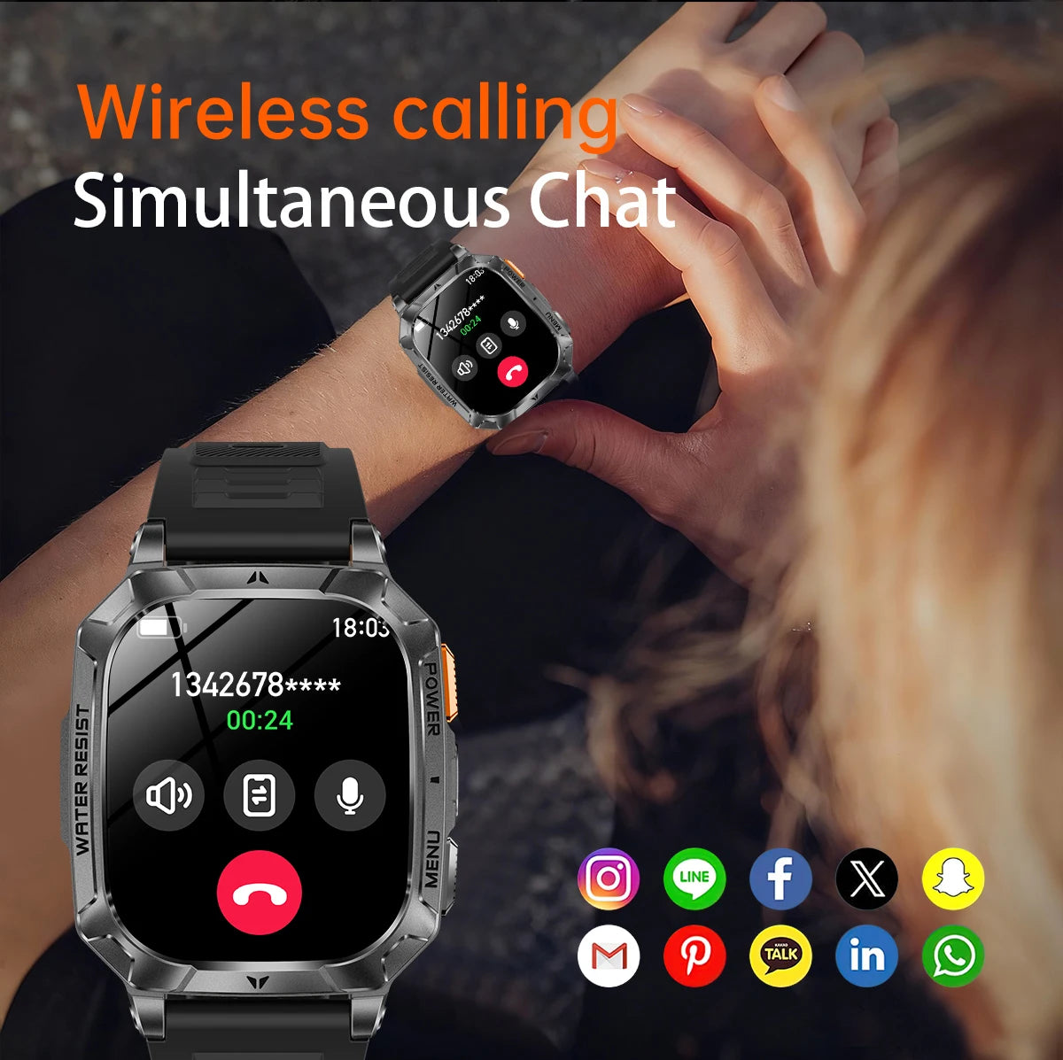 LIGE Reloj Inteligente Militar 1400mAh IP68