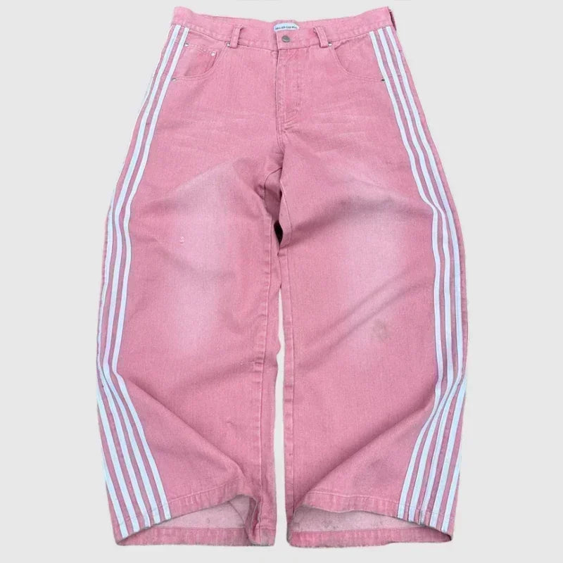 Pantalones Vaqueros Holgados Vintage de Pierna Ancha Y2K para Mujer