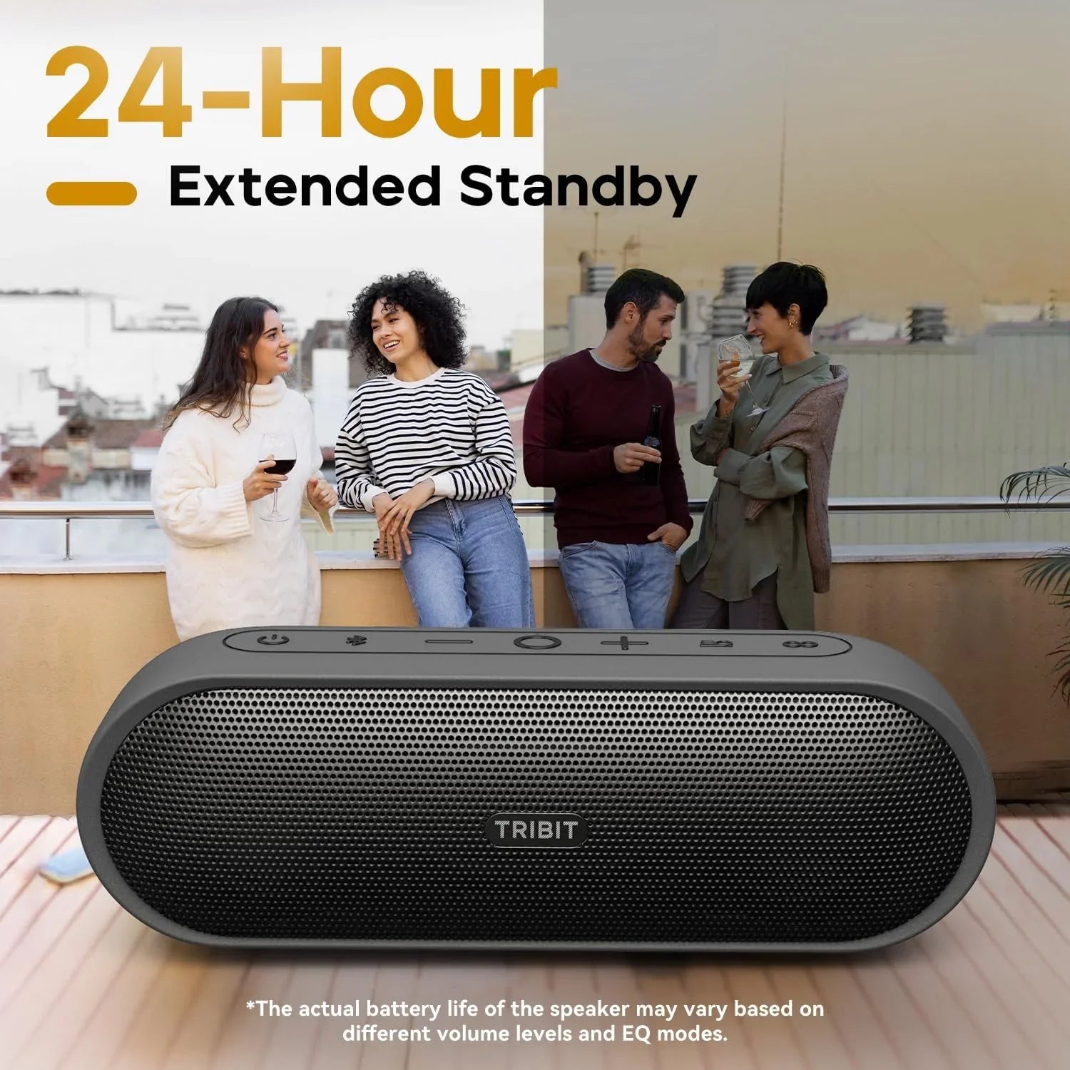 Altavoz Inalámbrico Portátil Tribit XSound Plus 2, 30W XBass, IPX7, 24 Horas de Reproducción, Sonido Estéreo, Micrófono Integrado para Viajes y Campamentos