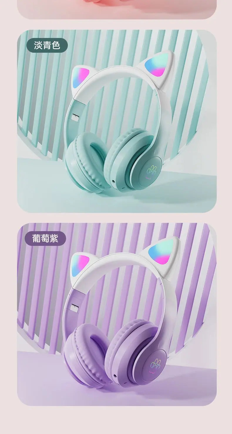 Auriculares Gaming Bluetooth LED Oreja de Gato