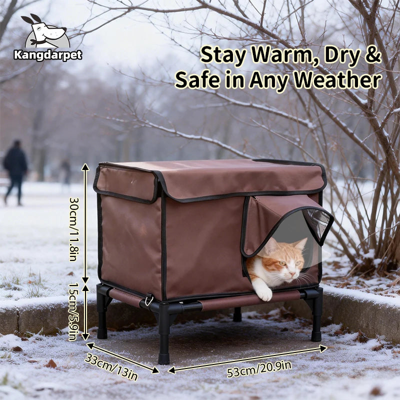 Casa para Gatos de Exterior Impermeable, Plegable y Cálida