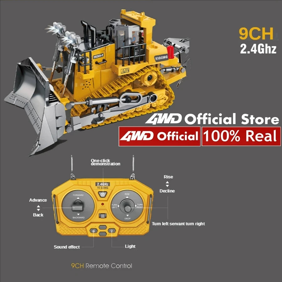 Excavadora, Volquete y Bulldozer RC 4x4 de Aleación, Vehículos de Construcción