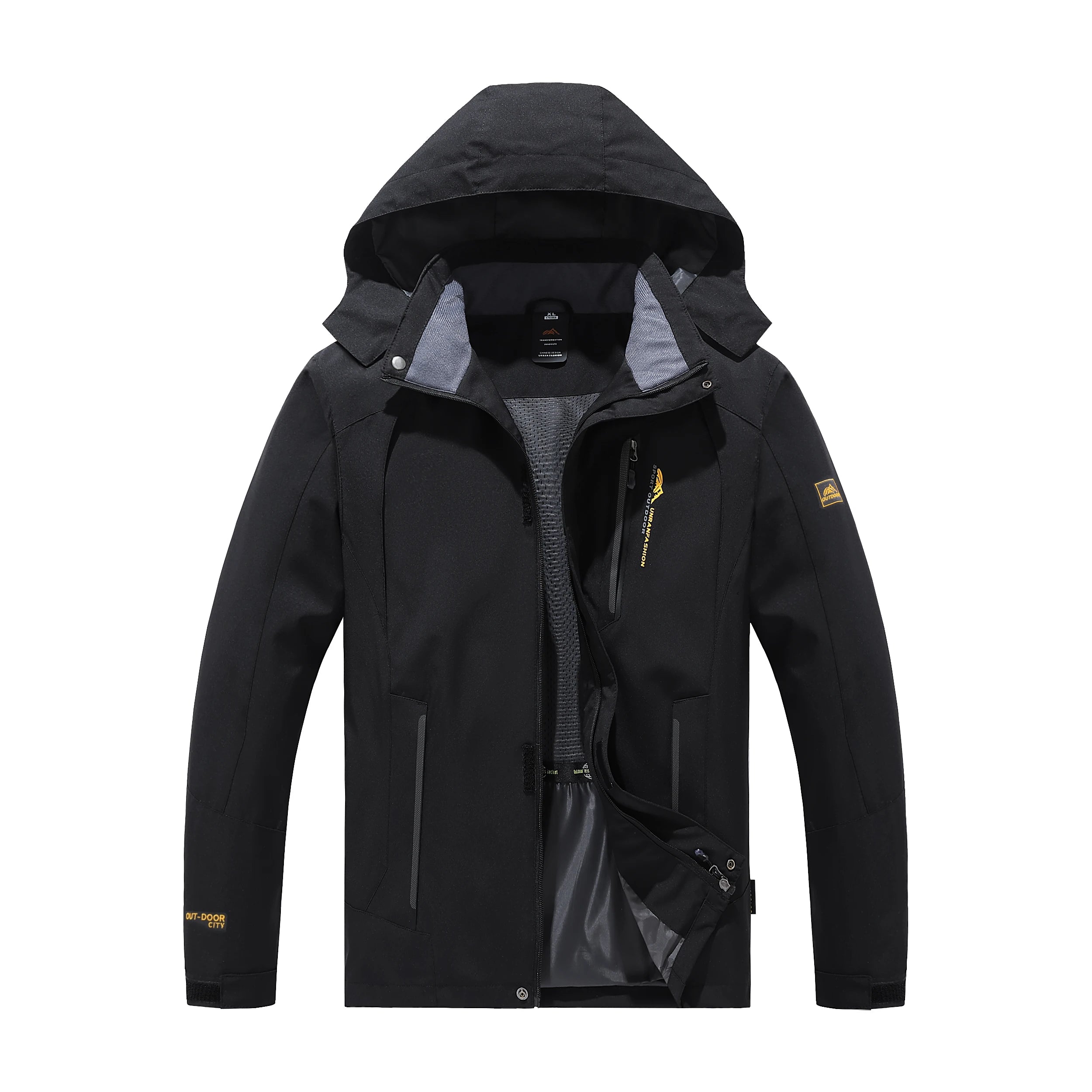 Chaqueta repelente al agua para hombre, para primavera y otoño, resistente al viento y al desgaste, con capucha desmontable, adecuada para actividades al aire libre como camping, pesca, montañismo y senderismo.