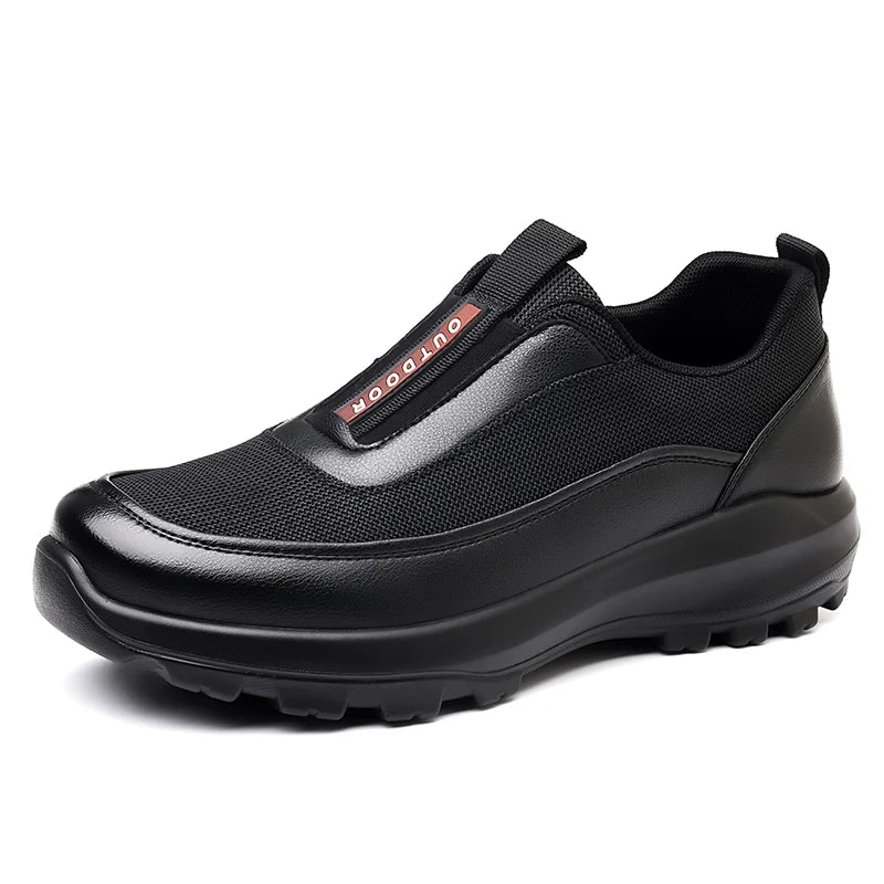Mocasines casuales de cuero para hombre con suela gruesa antideslizante