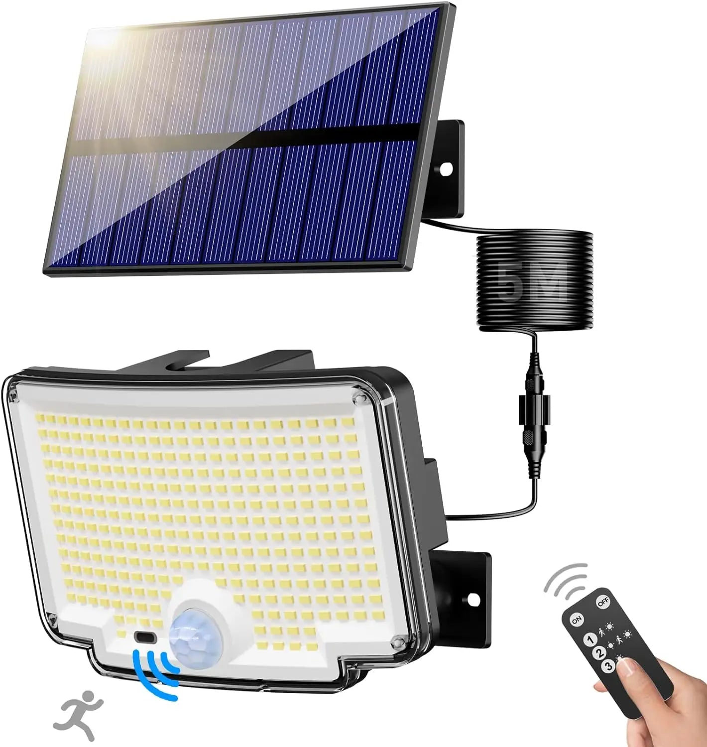 Luz Solar Exterior 310 LED IP65 con Control Remoto y Sensor