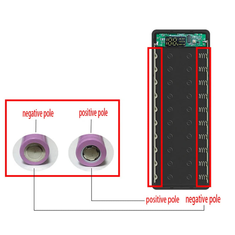 Estuche DIY para Power Bank 10x18650 con Carga Rápida QC 3.0