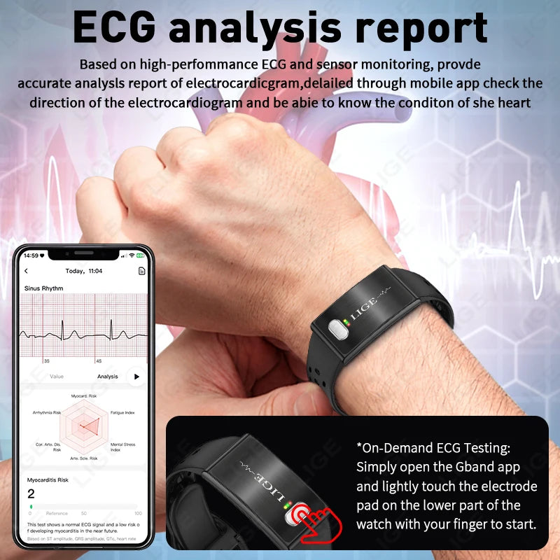 Reloj Inteligente LIGE Sin Pantalla con ECG y HRV