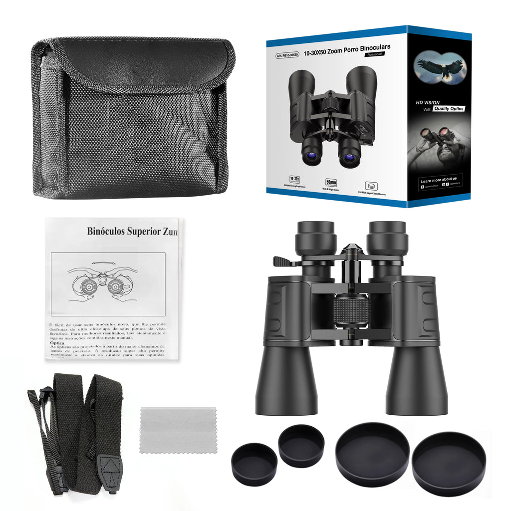 Binoculares APEXEL 10-30x50 Zoom para Caza, Camping y Senderismo
