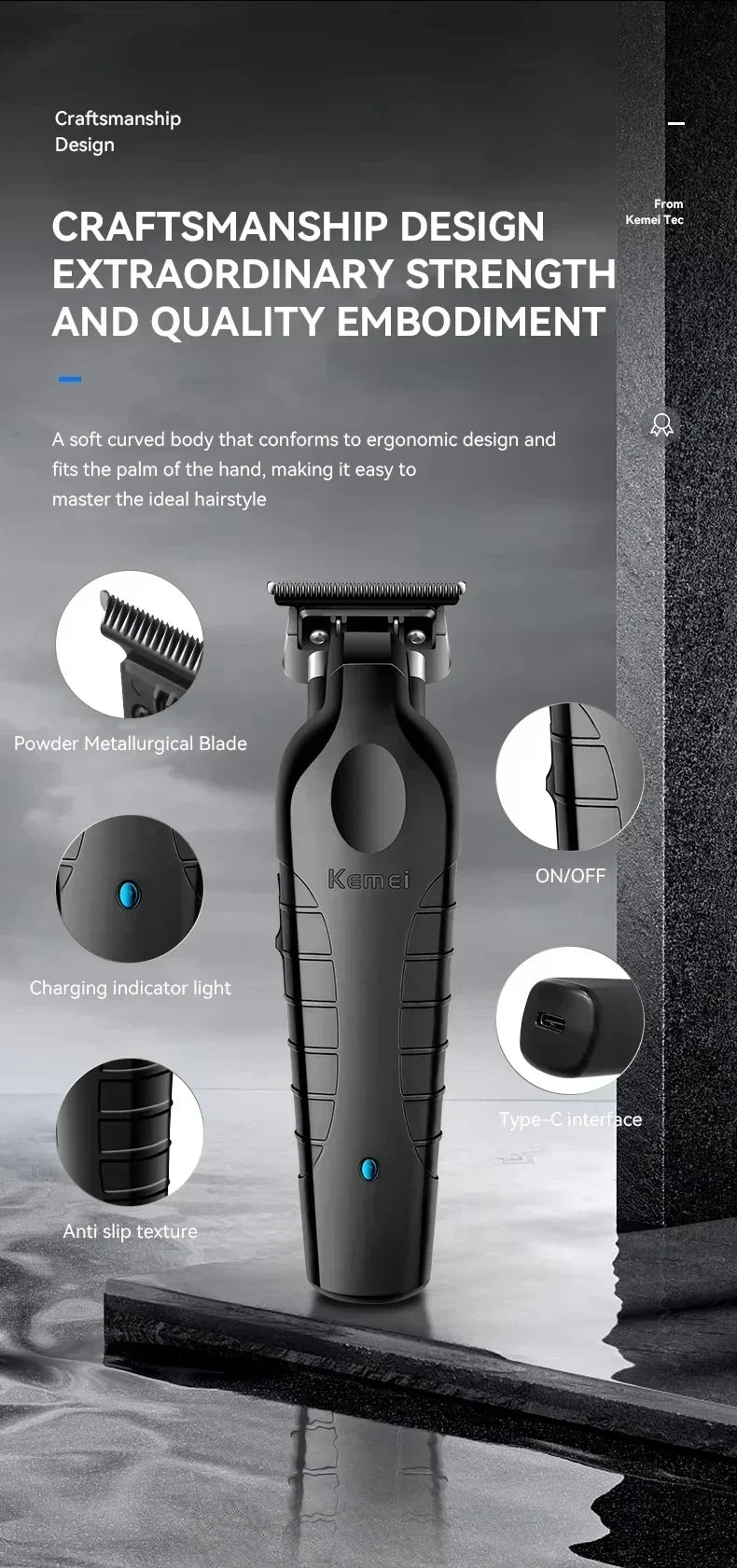 Kit de Cortadora de Pelo Profesional, Modelos KM-2299, KM-2296, KM-1102