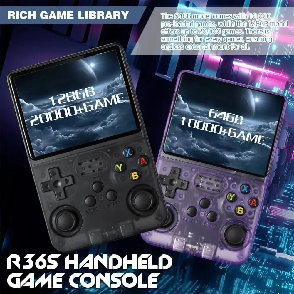 Consola de Juegos Portátil Retro R36S, Pantalla IPS de 3.5 Pulgadas, 64GB o 128GB