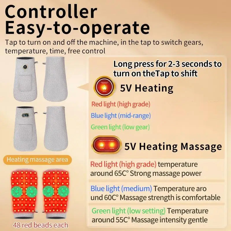 Protector de guante calefactor eléctrico con luz roja, función de masaje por vibración, alivia la rigidez del dolor de las articulaciones de las manos y las muñecas