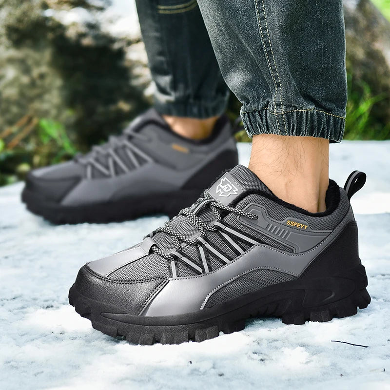 Botas de senderismo para hombre con forro polar, suela gruesa antideslizante