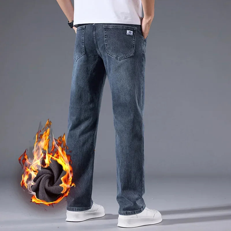 Pantalones Vaqueros de Lana para Hombre, Terciopelo, Recto Clásico