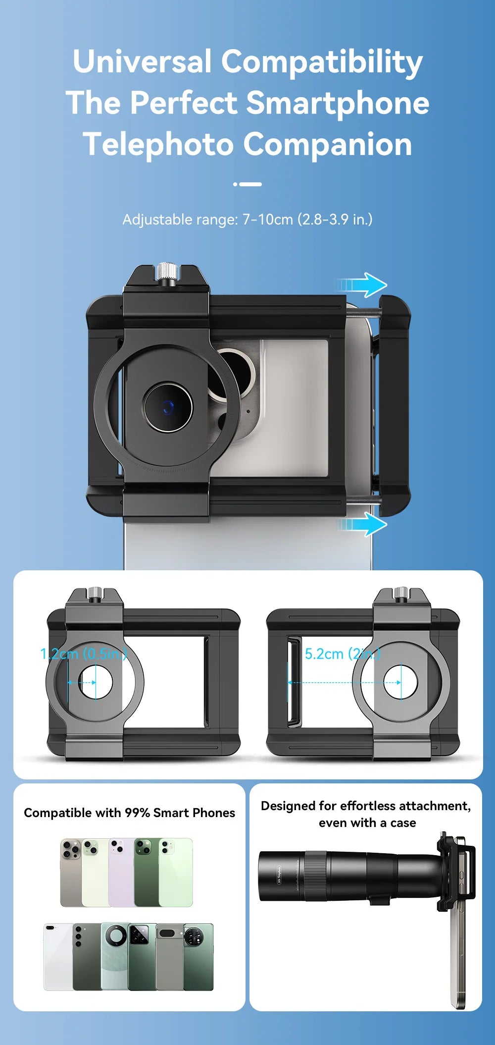 APEXEL Teleobjetivo Monocular 30x con Trípode para Teléfono