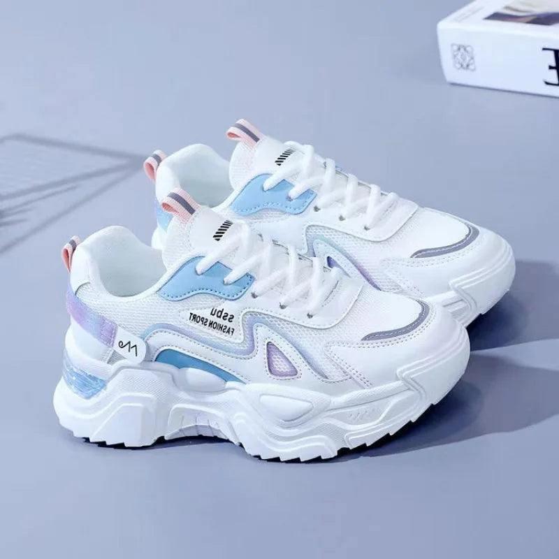 2025 zapatillas de deporte para mujer, zapatos planos con plataforma, zapatos de mujer, zapatillas informales verdes, zapatillas gruesas para mujer, zapatos de mujer
