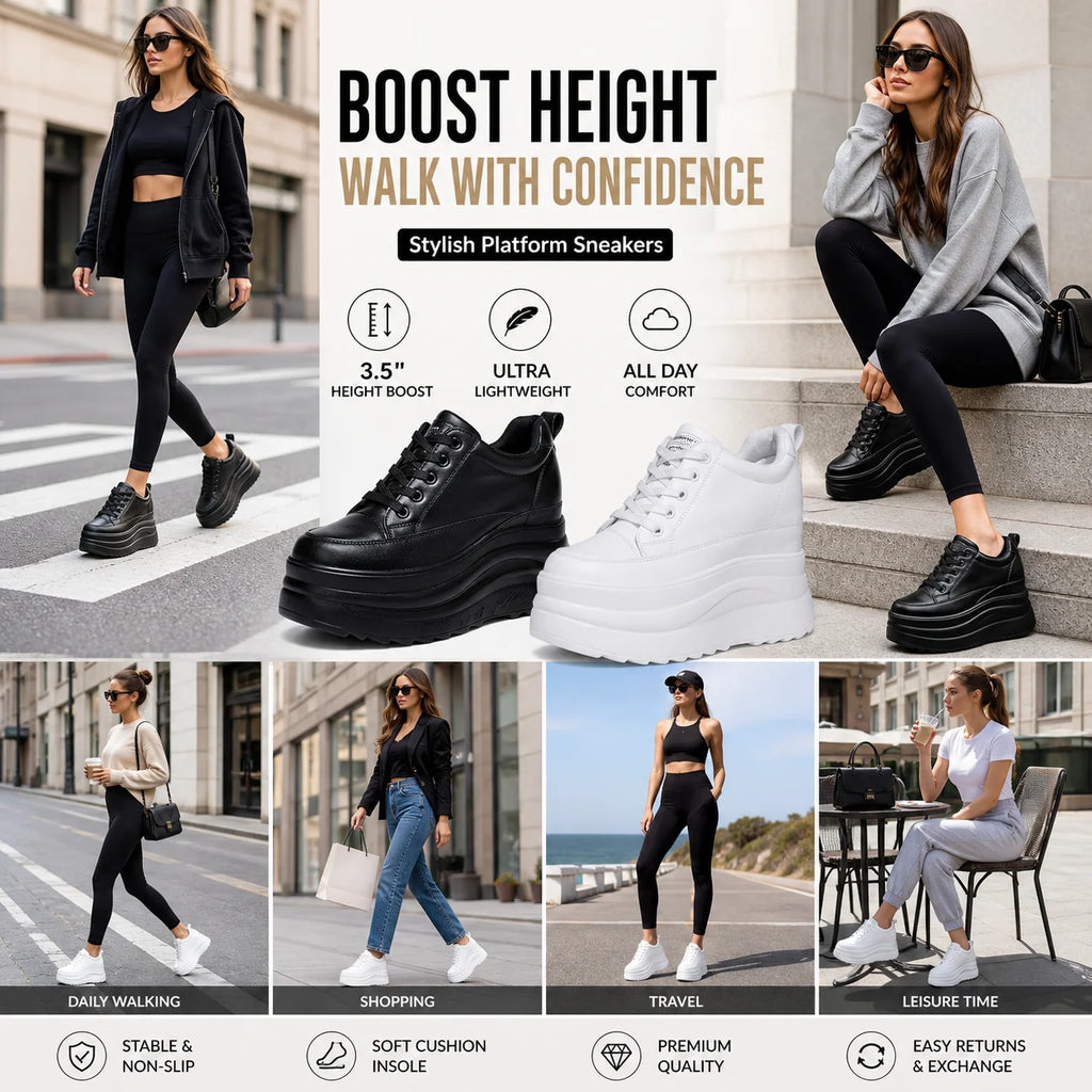Zapatos deportivos Fujin con plataforma alta de 13 cm, zapatos planos con cuña, zapatillas gruesas, informales, cómodas, de alta gama, para caminar en otoño, 5 pulgadas