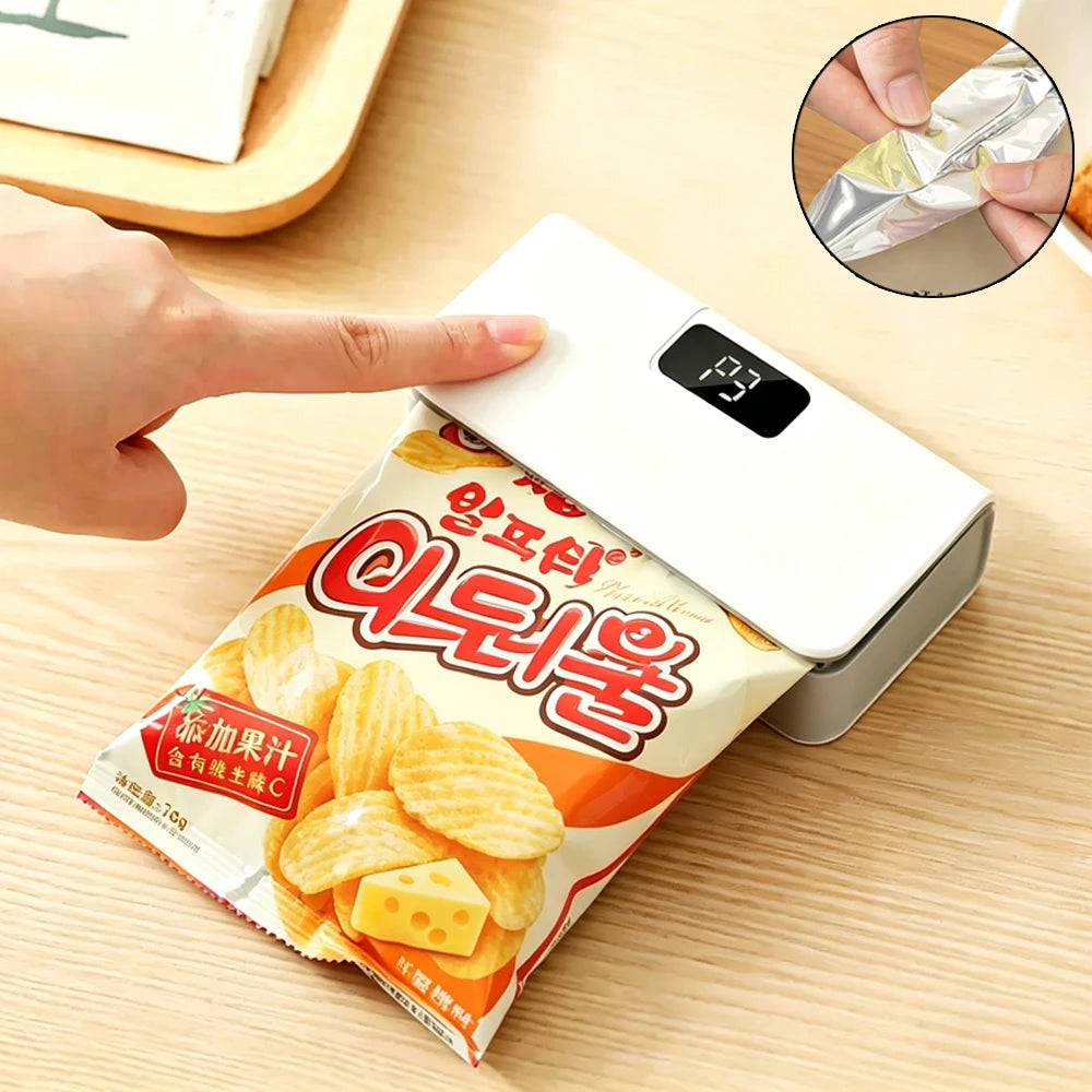 Mini sellador de bolsas térmico recargable para empaque de alimentos