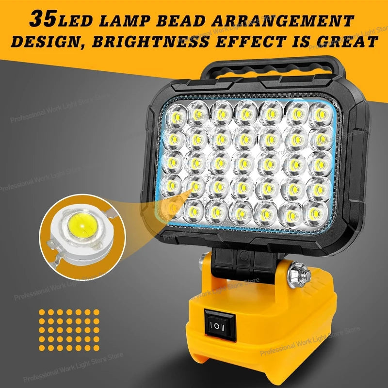 Lámpara de Trabajo LED 60W para Batería DeWalt 20V con carga USB