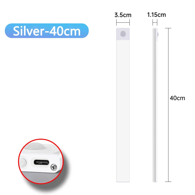 Luz Nocturna LED con Sensor de Movimiento Recargable USB