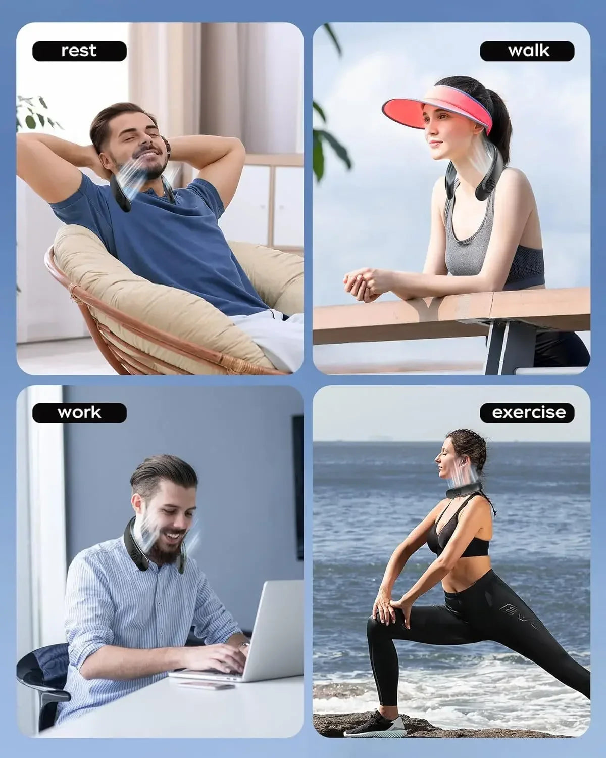 Ventilador de Cuello Portátil 4000mAh con 3 Velocidades