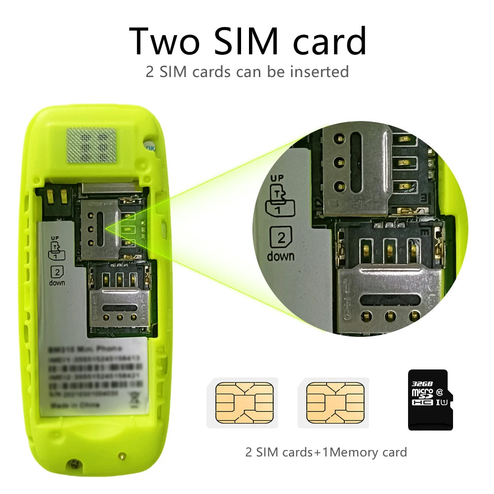 BM310 teléfonos móviles pequeños desbloqueados auriculares Bluetooth teléfono baja radiación grabación automática de llamadas Dual SIM teléfono celular pequeño