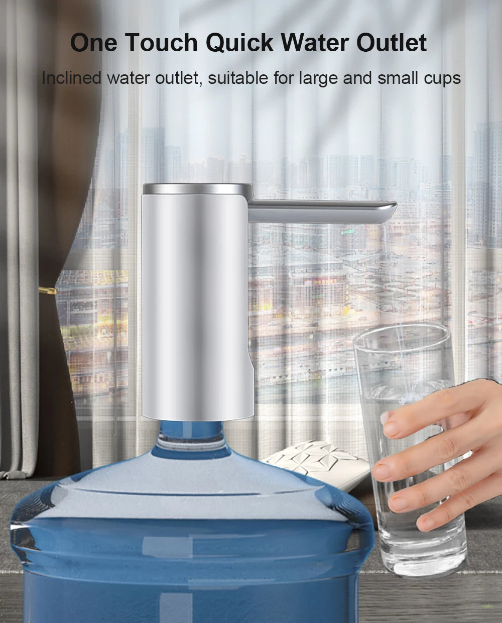 Bomba dispensadora de agua eléctrica para garrafón de 19 litros, recargable USB