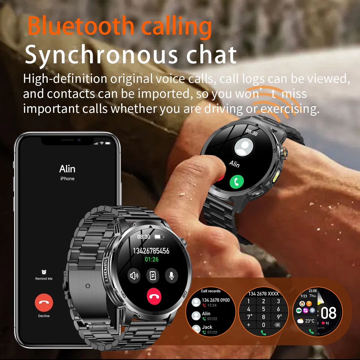 2026 militar t-rex 3 reloj inteligente reloj de Fitness hombres 466*466 pantalla AMOLED 1000mAh batería linterna llamada impermeable Smartwatchs