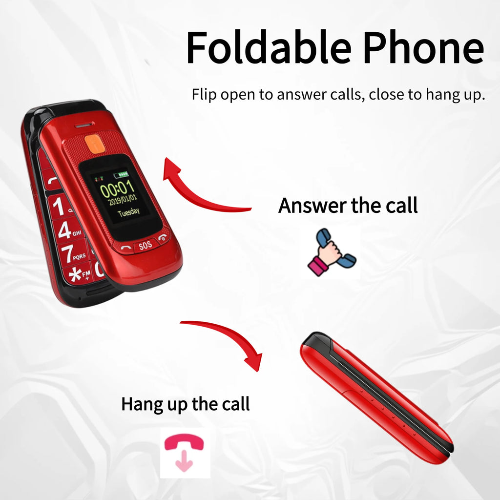 Mafam F899 Senior Flip Feature Phone Dos pantallas 2 Sim Botón grande SOS Dial Antorcha Clamshell Móvil Estilo retro 15 días Larga modo de reposo
