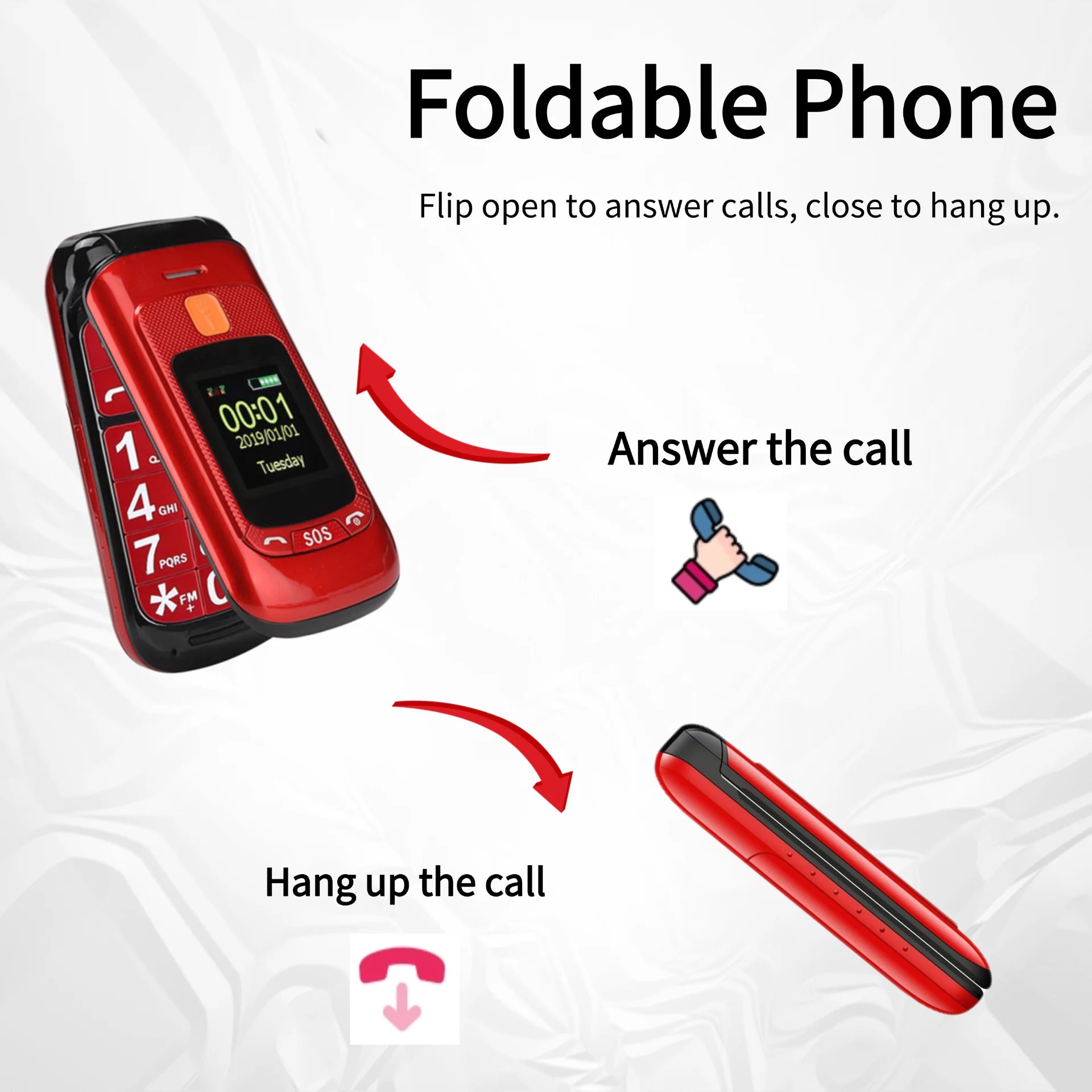 Mafam F899 Senior Flip Feature Phone Dos pantallas 2 Sim Botón grande SOS Dial Antorcha Clamshell Móvil Estilo retro 15 días Larga modo de reposo