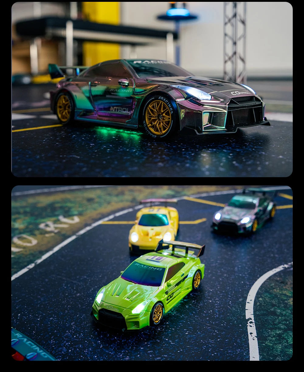 Mini Coche RC de Drift, 2.4G 4WD, Alta Velocidad con Luces LED