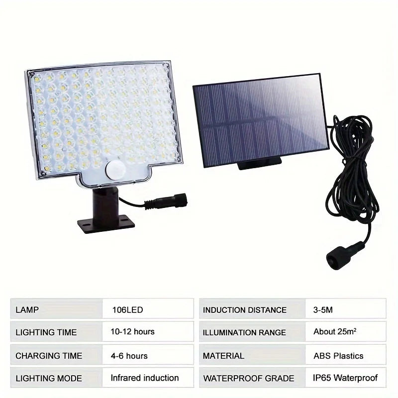 Luces Solares LED 106 con Sensor de Movimiento y Control Remoto