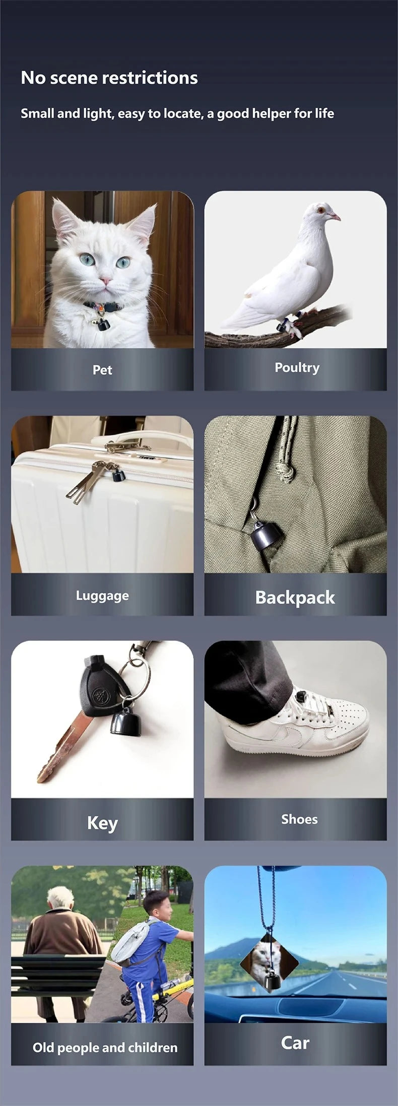 Mini Rastreador GPS para Mascotas, Localizador Global Compatible con Sistemas Android e iOS para Pájaros, Perros y Gatos, Visualiza el Movimiento de los Últimos 3 Días