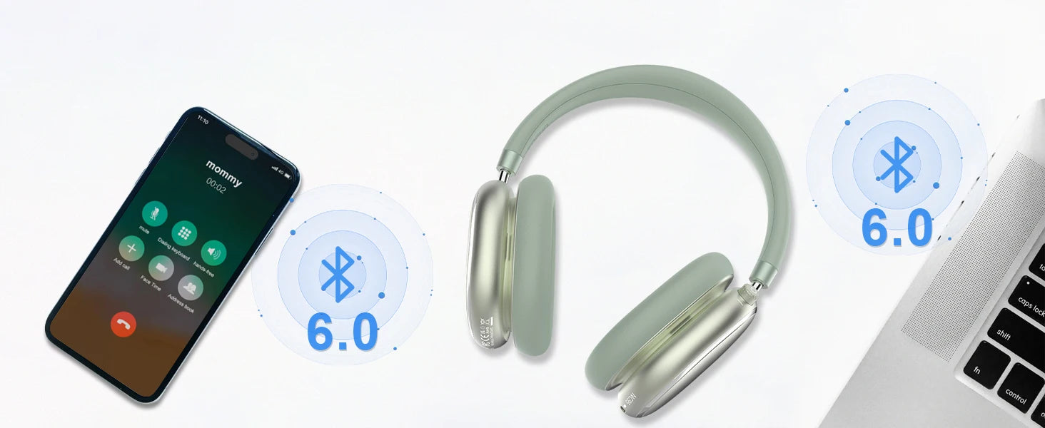 Auriculares híbridos con cancelación activa de ruido con perilla de control 65H de reproducción auriculares sobre la oreja inalámbricos Bluetooth 6,0 Audio de alta resolución