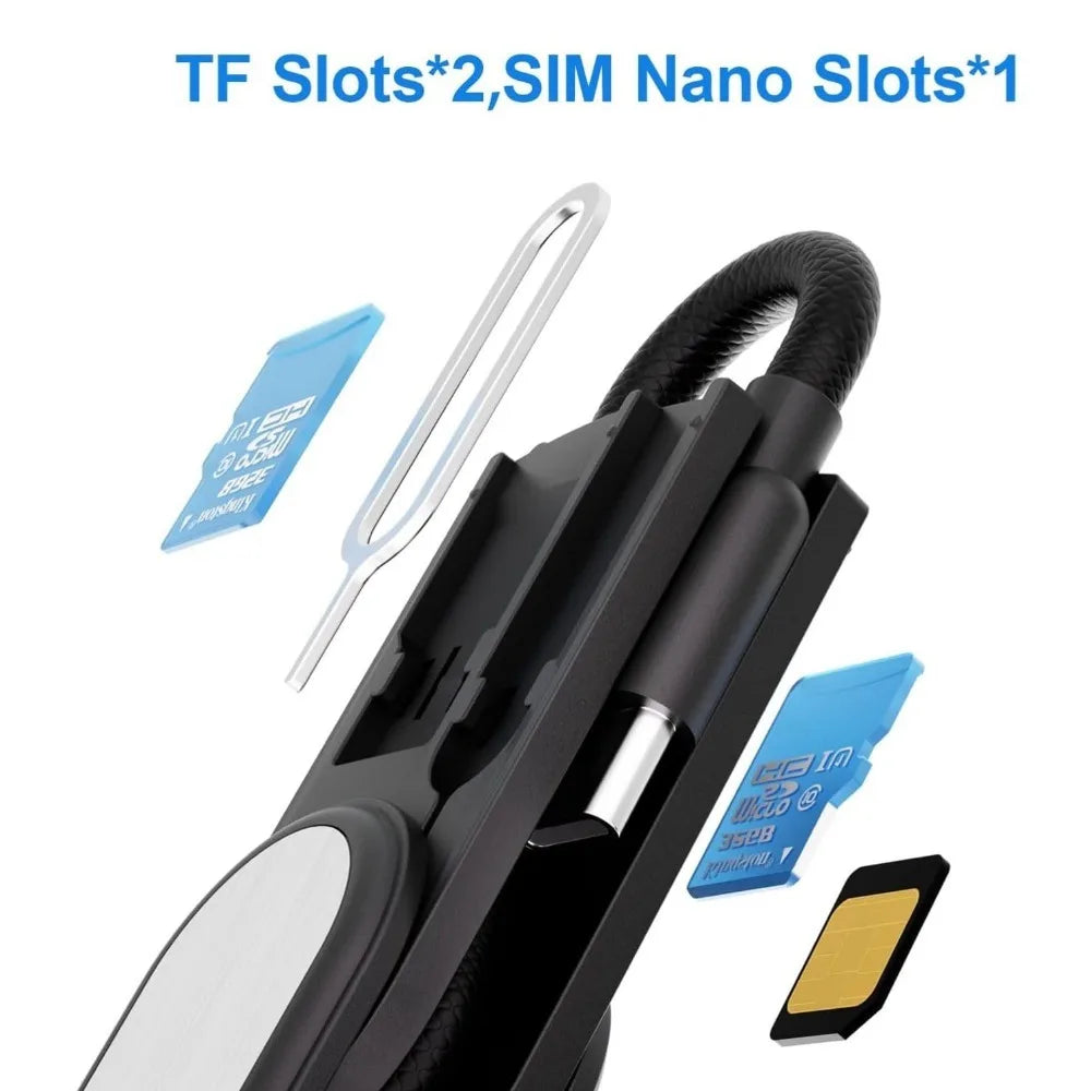 Cable USB-C a USB-C BUDI 65W con Almacenamiento de Tarjetas