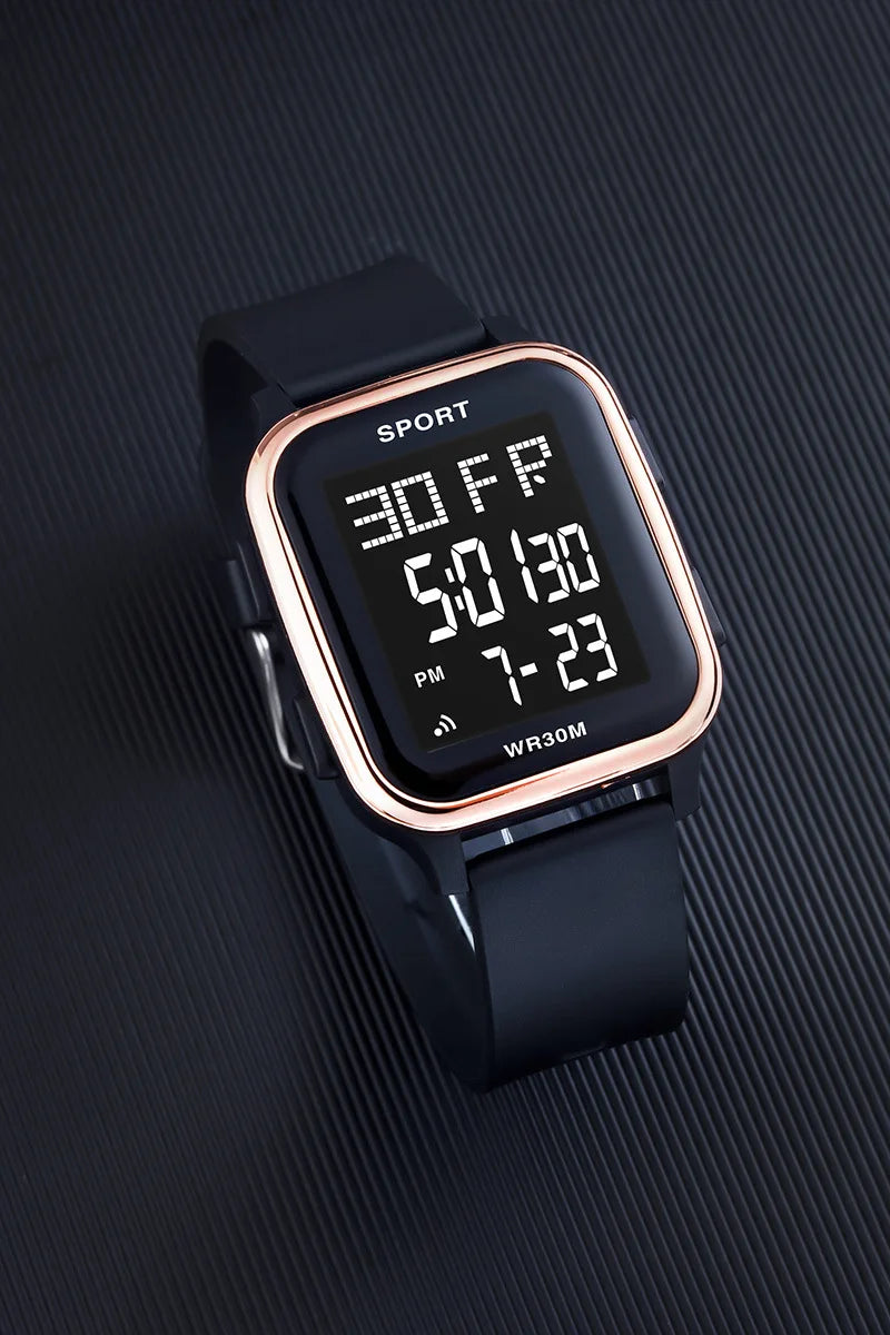 Reloj deportivo YIKAZE para hombre, reloj electrónico multifunción resistente al agua, reloj de pulsera Digital LED ultrafino para hombre y estudiante