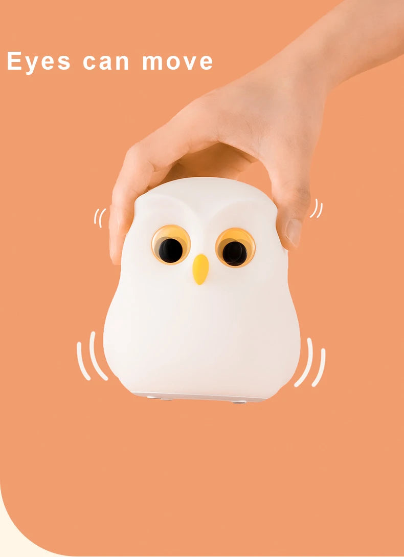 Luz nocturna de búho, bonita lámpara de noche de silicona, lámpara de ambiente RGB recargable, decoración de habitación, Animal divertido, regalo de luz nocturna para niños