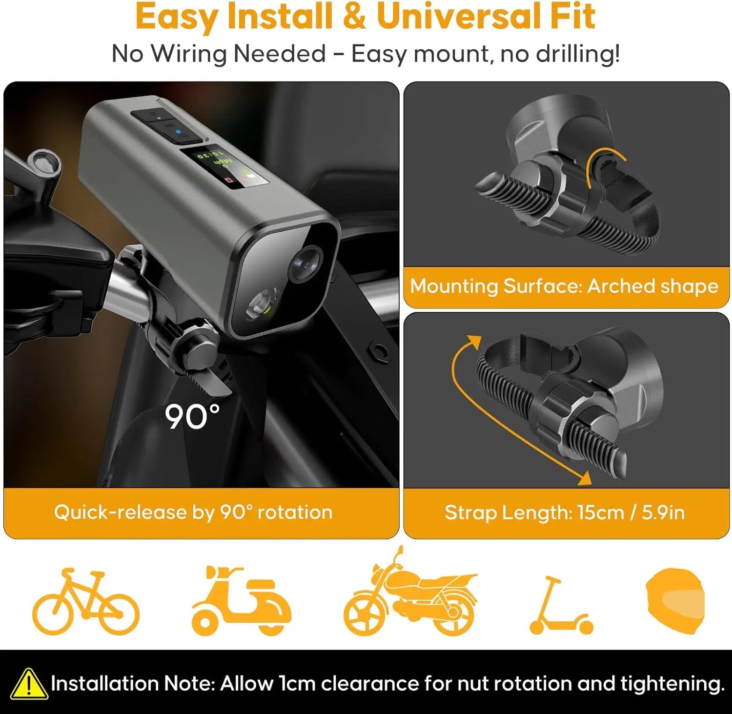 Cámara GPS 4K para bicicleta con faro, ordenador de ciclismo y velocímetro, acción deportiva DV, 64GB, Control por aplicación, resistente al agua IP65