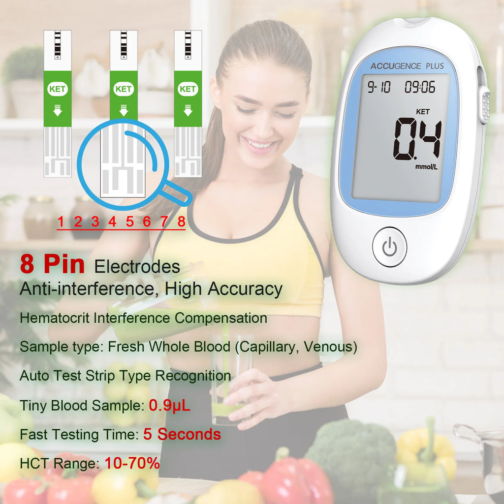 Kit medidor de cetonas en sangre con tiras reactivas para dieta keto